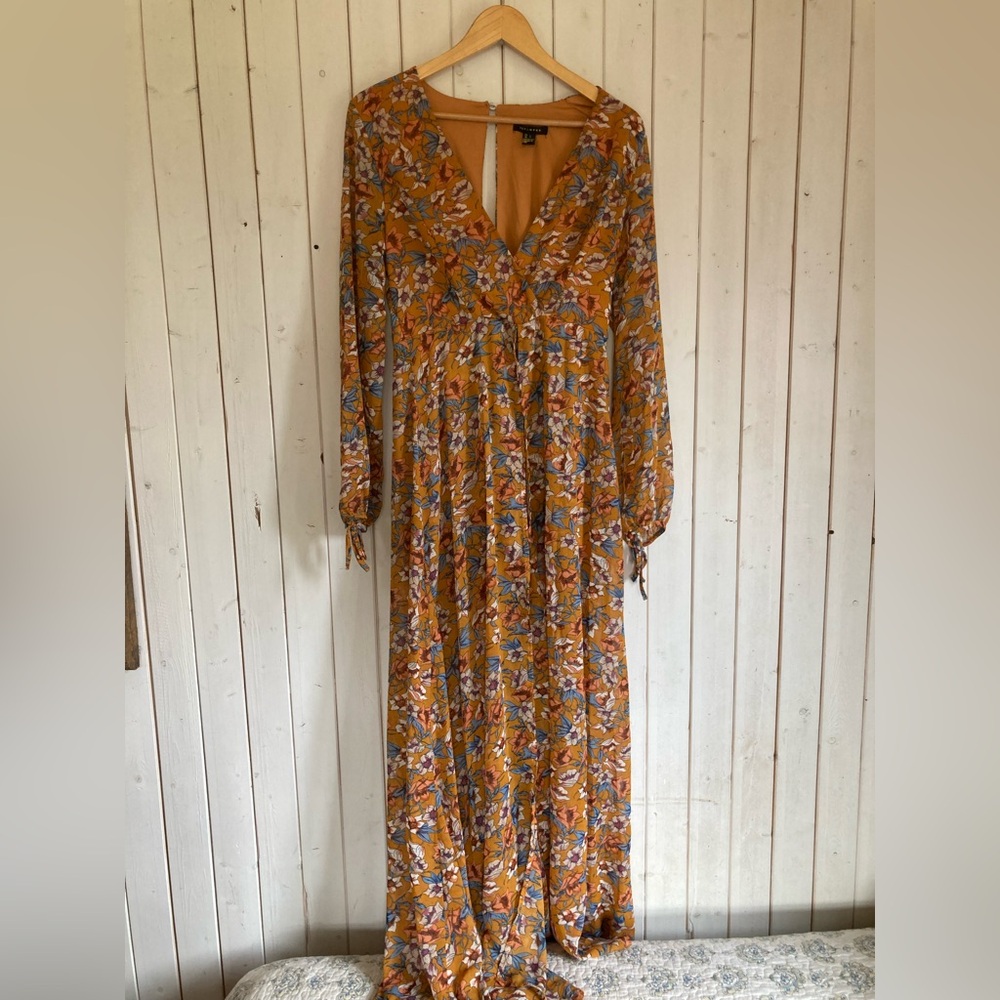 Revamped Brown and Orange Long Sleeve Sundress